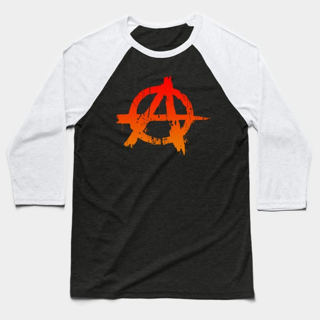 Anarchy Color Splatter Baseball T-Shirt by richardsimpsonart